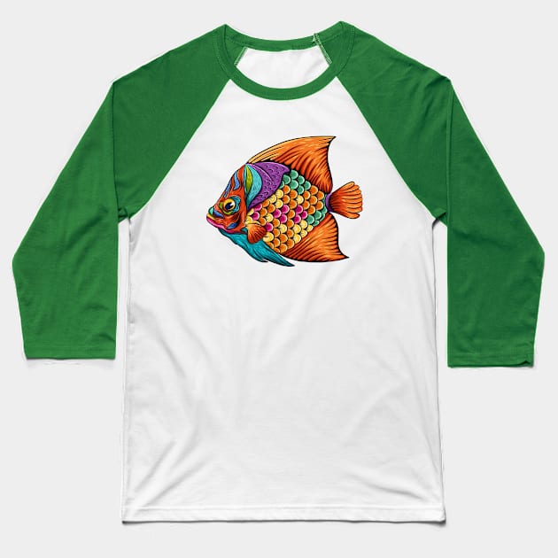 Surgeon Fish Colorful Baseball T-Shirt by Mako Design 